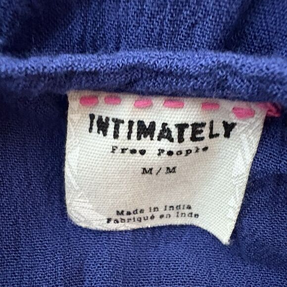 Intimately Free People Blue Meadows of Medallion Asymmetric Slip Dress Raw Hem M - Picture 6 of 7